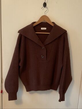 Sophie Rue Chocolate Brown Sailor-Collar Knit Sweater